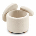 Modern Boucle Storage Ottoman – Soft Upholstered Footrest with Hidden Storage for Living Room and Bedroom