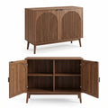 Modern Fluted Accent Cabinet – Elegant Storage Cabinet with Arched Doors for Living Room and Entryway