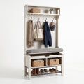 Modern Entryway Hall Tree with Storage Bench – Multi-Functional Shoe Organizer and Coat Rack for Home