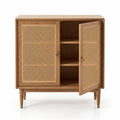 Modern Rattan Accent Cabinet – Natural Style Storage Furniture with Woven Doors for Living Room and Bedroom